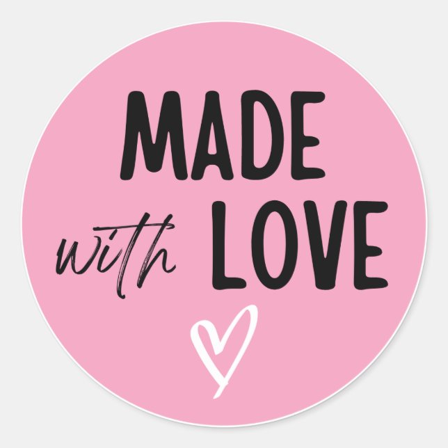 Adesivo Redondo Pegatina hecha con amor ideal para pequeña (Frente)