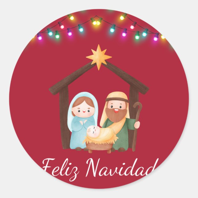 Adesivo Redondo Pegatina nacimiento navidad (Frente)