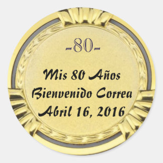 Adesivo Redondo pegatina o sticker de medalla dorada cumpleaños