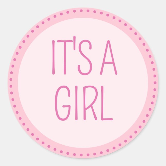 Adesivo Redondo Pegatina para Baby Shower para niña (Frente)