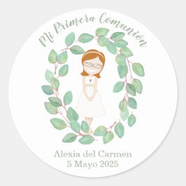 Adesivo Redondo Pegatina Primera Comunión modelo Alexia