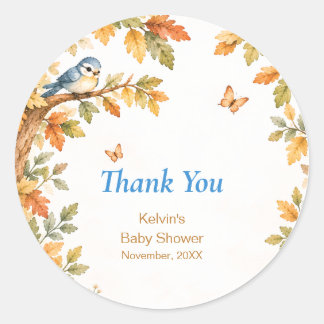 Adesivo Redondo Pegatina Redonda Watercolor Fall Autumn Baby Boy