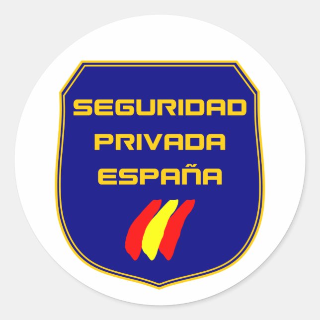 Adesivo Redondo Pegatina Seguridad Privada España Placa Azul (Frente)