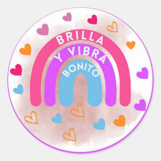 Adesivo Redondo Pegatina/Sticker de arcoíris con frase inspiradora