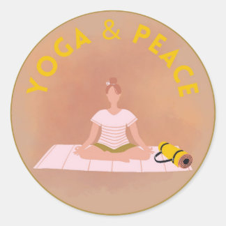 Adesivo Redondo Pegatina/Sticker  de Yoga con Frase Inspiradora