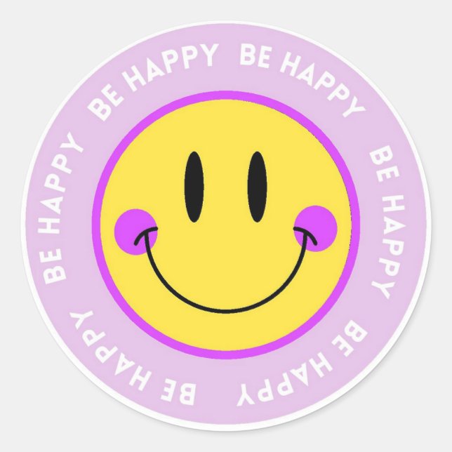 Adesivo Redondo Pegatina/Stickers redonda Carita Feliz "Be Happy" (Frente)