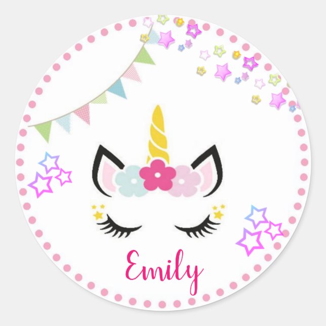 ADESIVO REDONDO PEGATINA UNICORNIO (Frente)