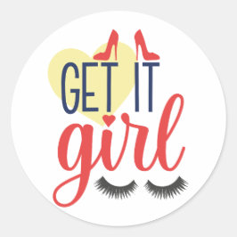 Adesivo Redondo Pegue, garota! empoderamento feminino