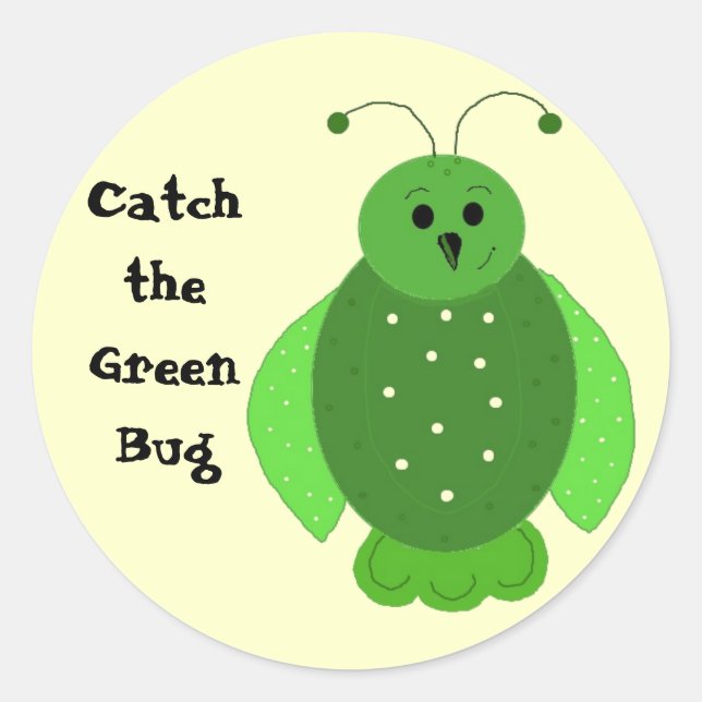 Adesivo Redondo Pegue o Inseto Verde (Frente)