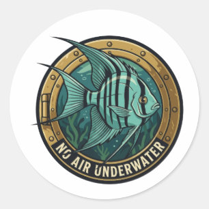 Adesivo Redondo Peixe-Anjo Sem Ar Porthole Subaquático