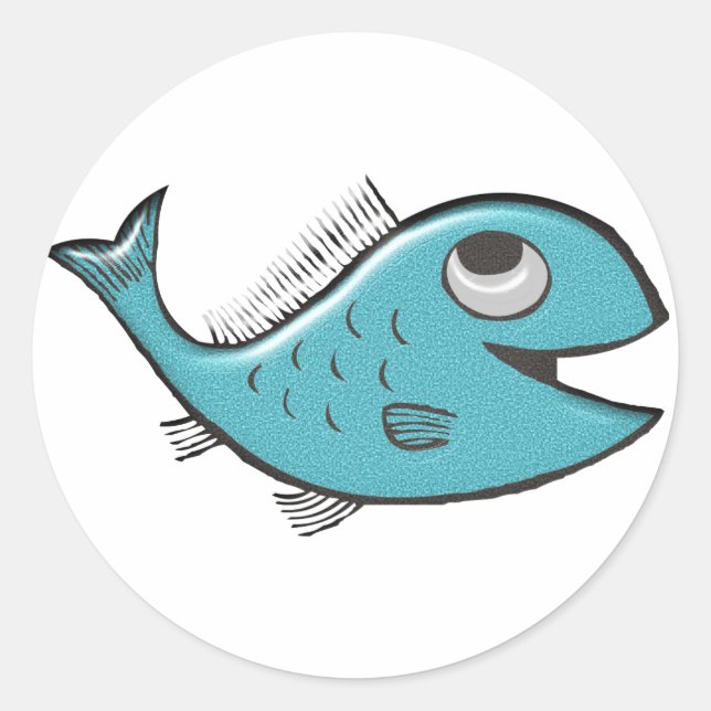 Adesivo Redondo peixe azul blue pescas (Frente)
