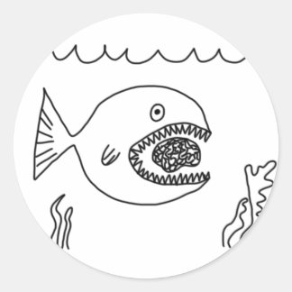 Adesivo Redondo Peixe come cérebro