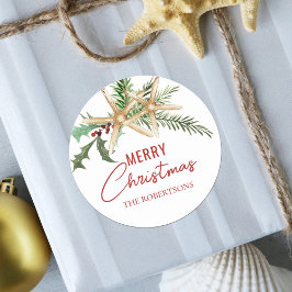 Adesivo Redondo Peixe de Estrelas de Natal Tropical