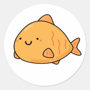 Adesivo Redondo Peixe de laranja Kawaii