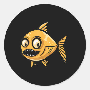 Adesivo Redondo Peixe Dourado Zumbi de Halloween Engraçado