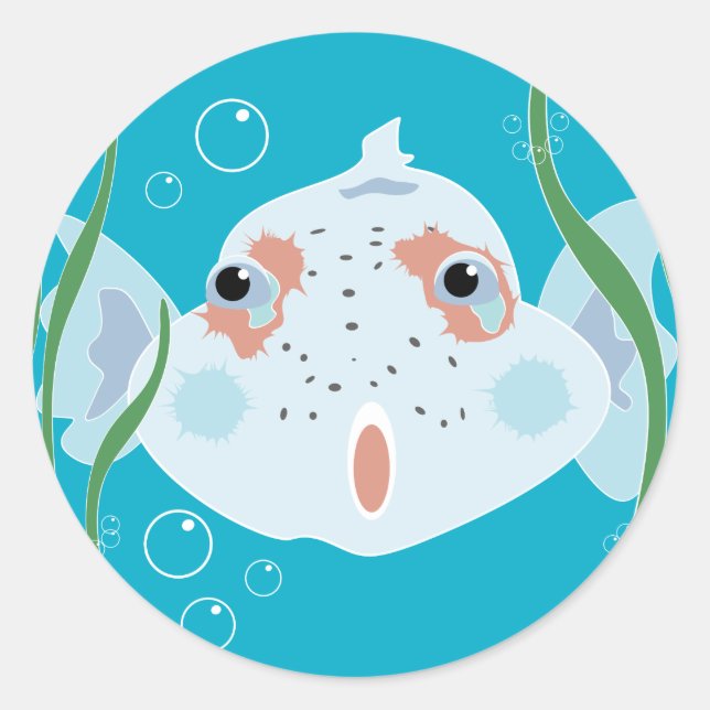 Adesivo Redondo Peixe Engraçado (Frente)