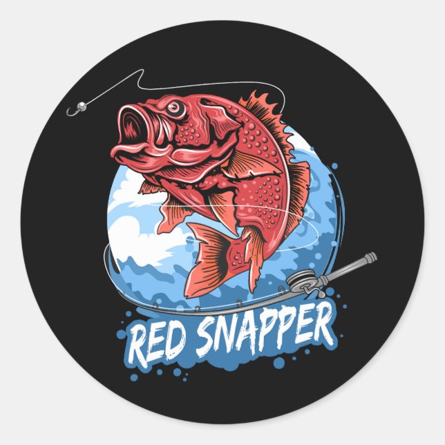 Adesivo Redondo peixe-gato-vermelho-pescador-trabalho de arte (Frente)
