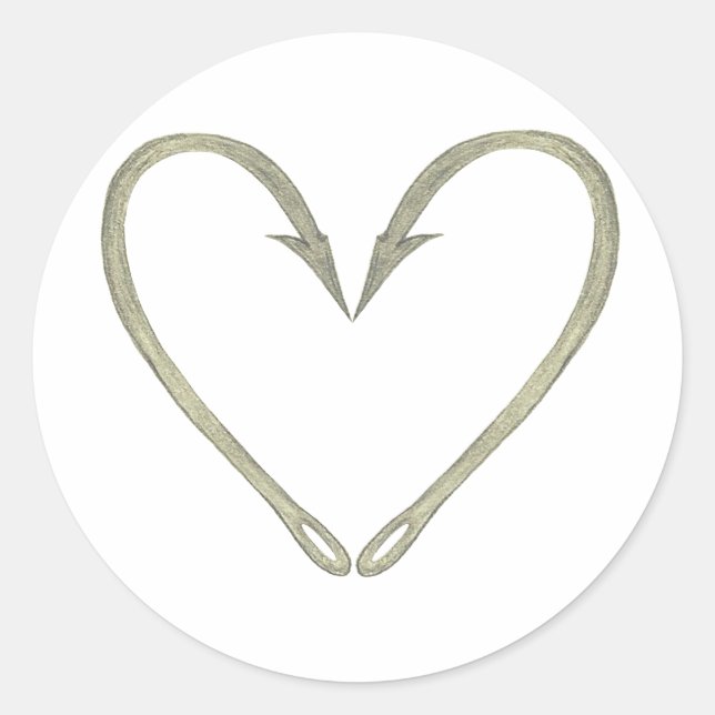 Adesivo Redondo Peixe Hook Heart (Frente)