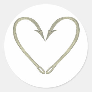 Adesivo Redondo Peixe Hook Heart