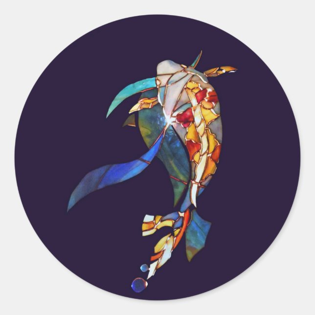 Adesivo Redondo Peixe Koi no Espaço Vinhetas Legal (Frente)