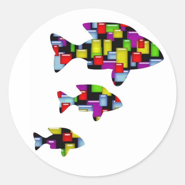 Adesivo Redondo peixe mosaico (Frente)