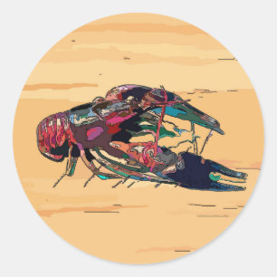 Adesivo Redondo Peixe-rastejado com madeira