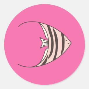 Adesivo Redondo Peixe rosa fofo