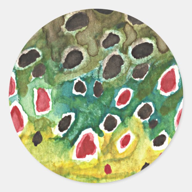 Adesivo Redondo Peixe-Truta Castanho (Frente)