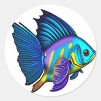 Peixes Clássicos Anjos Amarelos, Azuis e Púrpura,