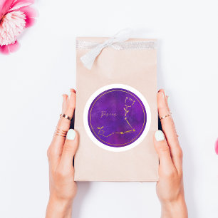 Adesivo Redondo Peixes: Constelação de Folha de Ouro de Sinal Zodi