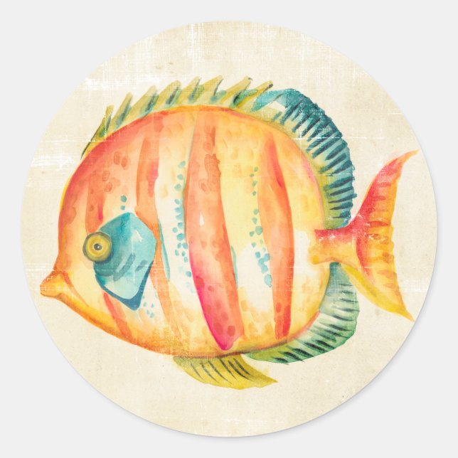 Adesivo Redondo Peixes de Aquário Coloridos (Frente)