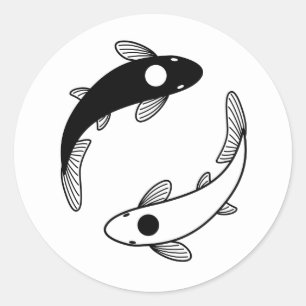 Adesivo Redondo Peixes de Yin Yang Koi