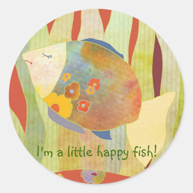 Adesivo Redondo Peixes Flores Felizes (Frente)