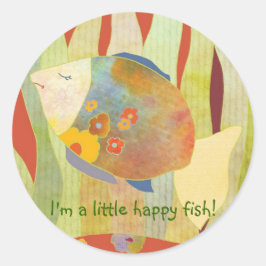 Adesivo Redondo Peixes Flores Felizes
