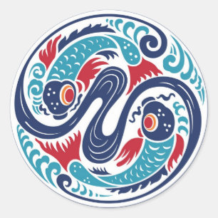 Adesivo Redondo Peixes gêmeos