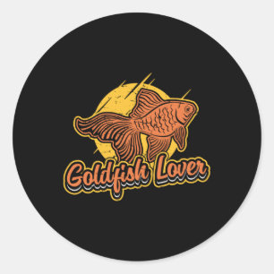 Adesivo Redondo Peixes Goldfish Lover Aquarium Vintage Retro Anima