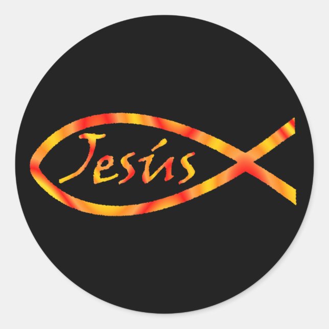 Adesivo Redondo Peixes Jesús Espanhóis (Frente)