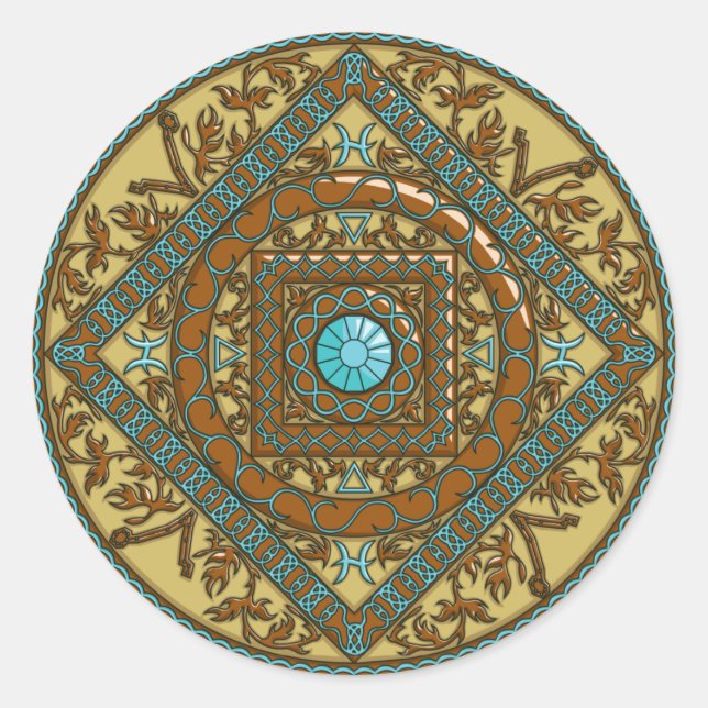 Adesivo Redondo Peixes Mandala Sticker (Frente)