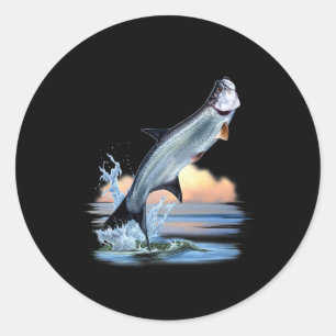Adesivo Redondo Peixes Tarpon Água doce Vida selvagem Pesca A
