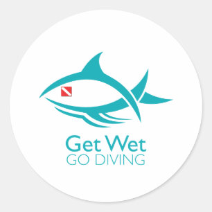 Adesivo Redondo Peixes tribais do mergulho