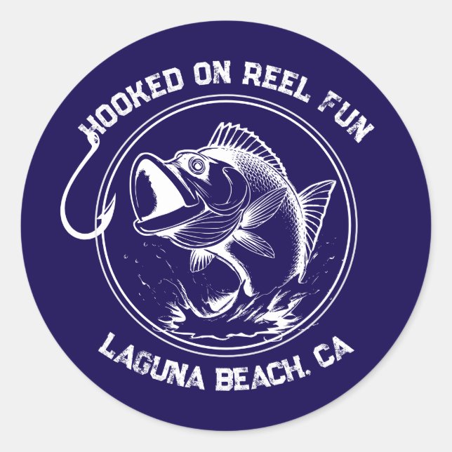 Adesivo Redondo Peixes viciados em diversão de Reel (Frente)