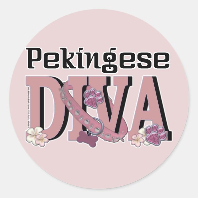 Adesivo Redondo Pekingese DIVA (Frente)