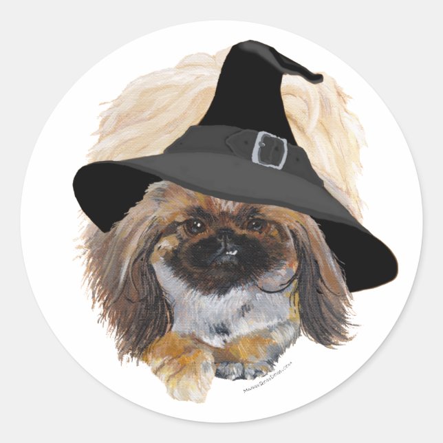 Adesivo Redondo Pekingese Halloween (Frente)