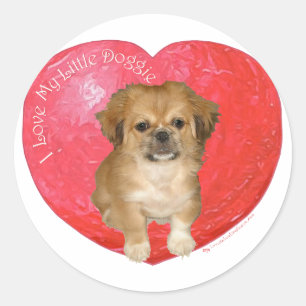 Adesivo Redondo Pekingese / Shih Tzu Dia dos Namorados