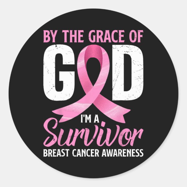 Adesivo Redondo Pela Graça Deus I#39;m Cancer A Sobrevivente (Frente)
