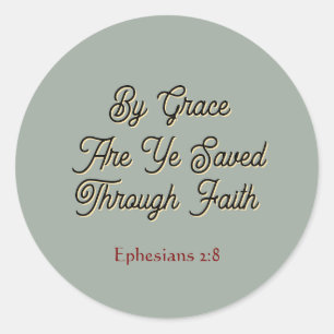 Adesivo Redondo Pela Graça Sois Salvos Efésios 2 Escritura