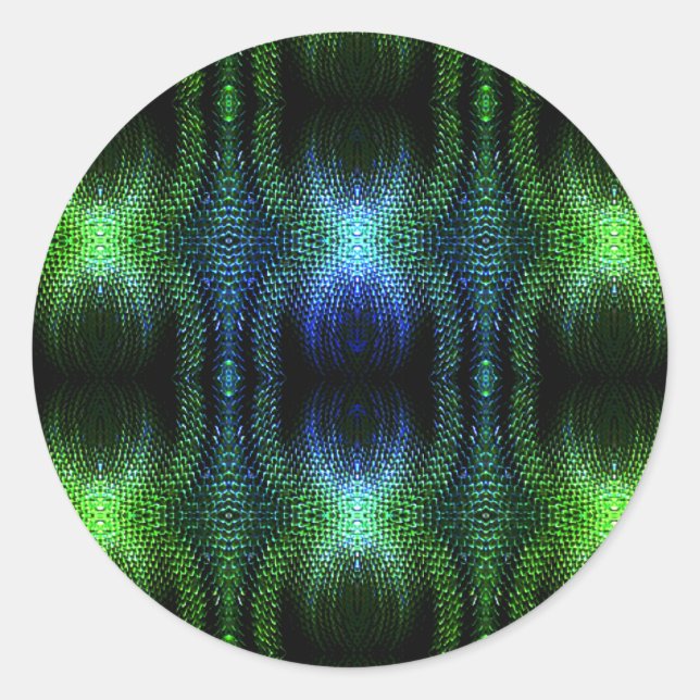 Adesivo Redondo Pele Cobra verde brilhante (Frente)