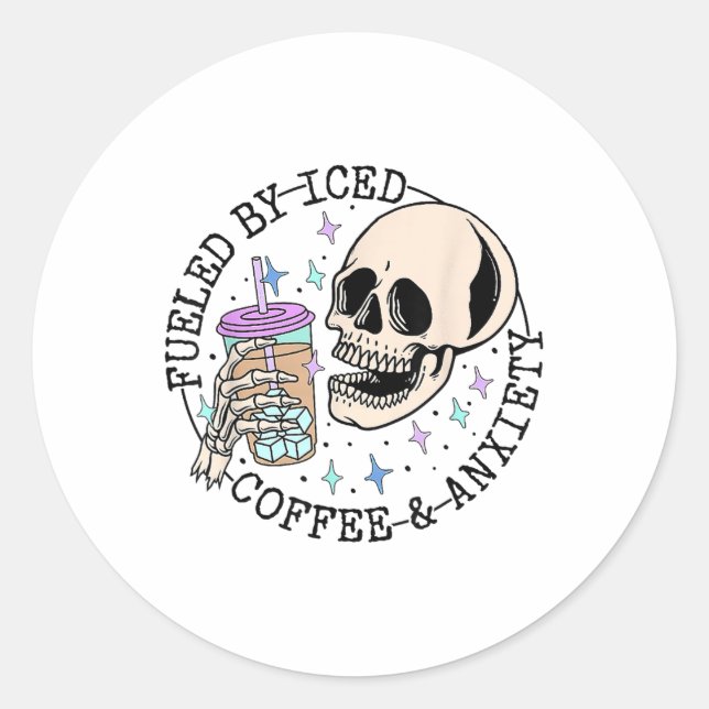 Adesivo Redondo Pelo Café Forçado E Ansiedade Sensibilização Para  (Frente)