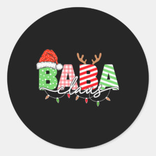 Adesivo Redondo Pelo Claus Christmas Lights Santa Hat Family Match