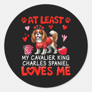 Adesivo Redondo Pelo Menos Cavalier King Charles Spaniel Me Ama V